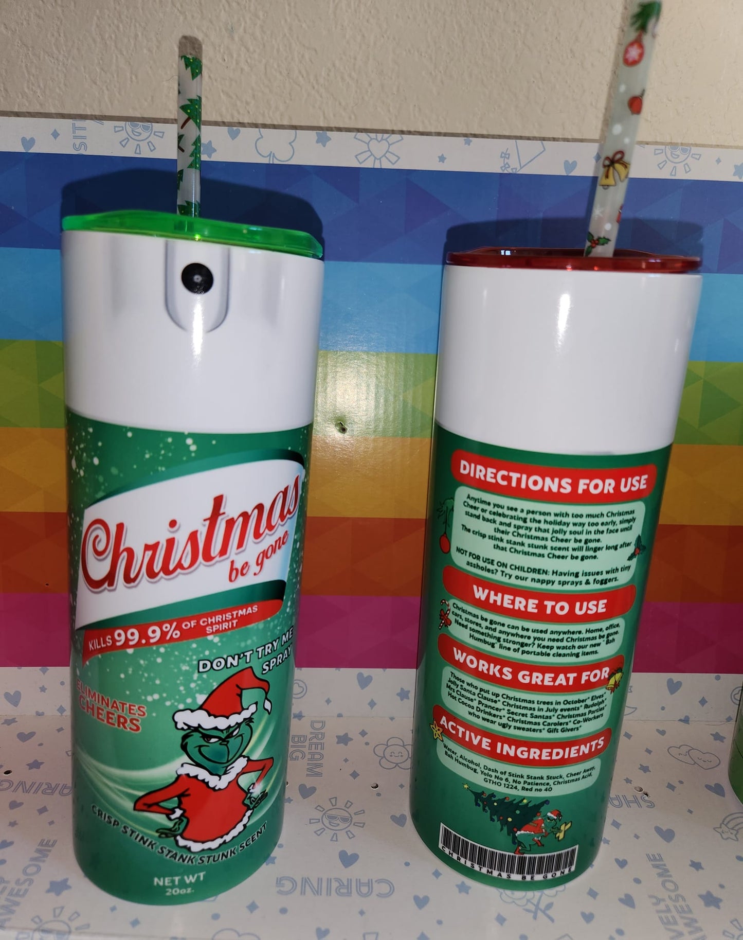 "Grinch" Glow In The Dark "Christmas Be Gone" 20 oz Tumbler