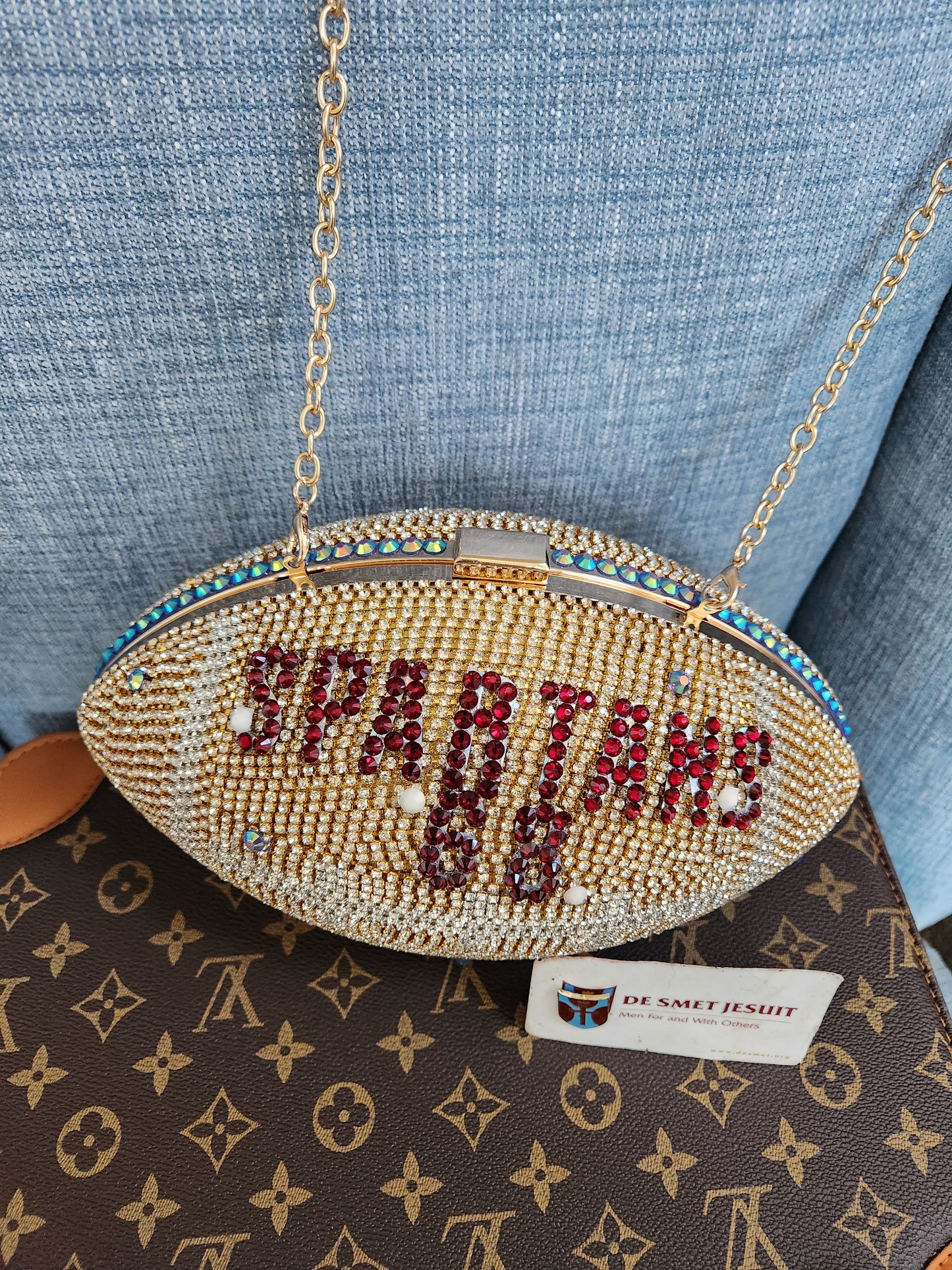 Rhinestone Football Clutch