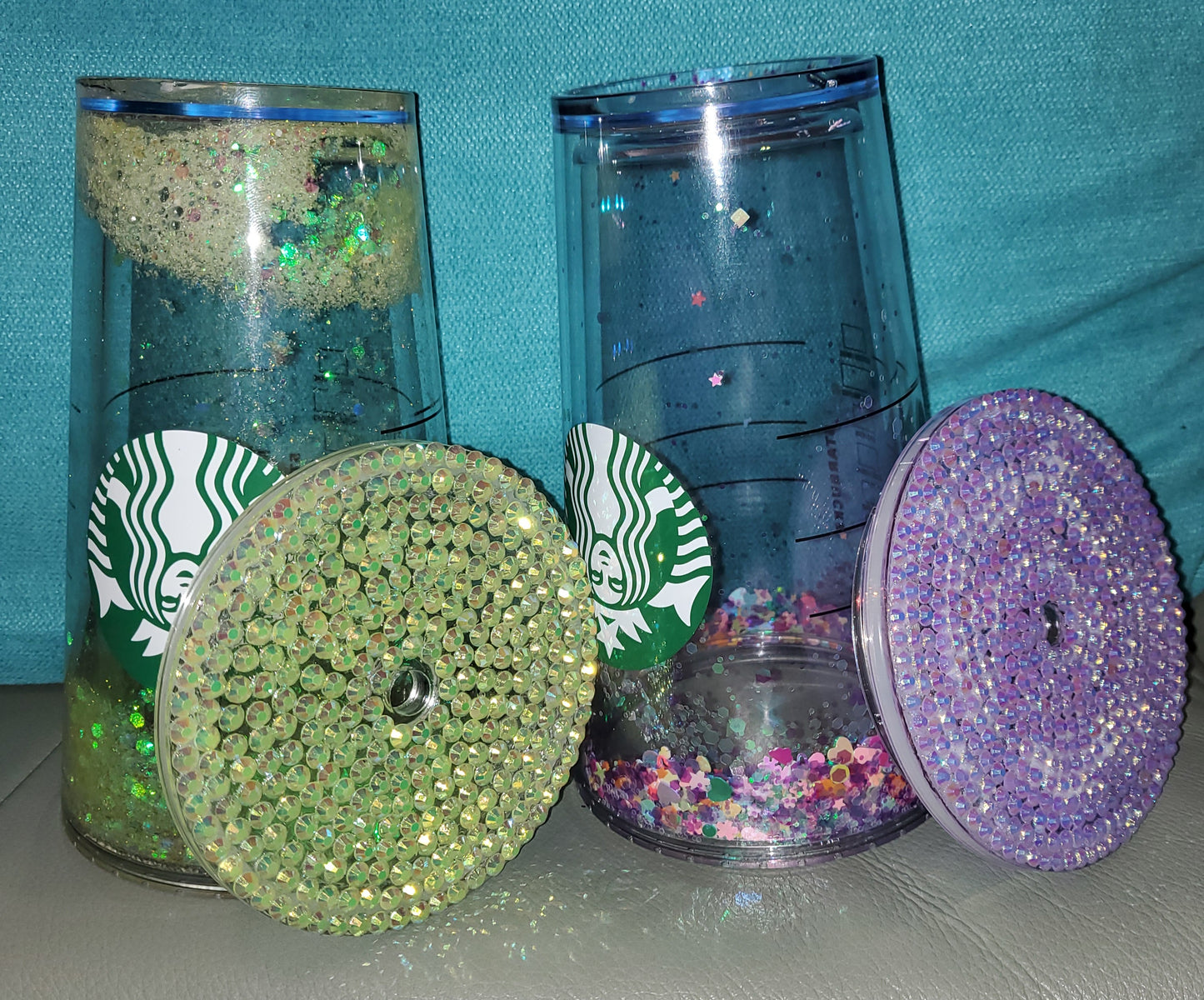 Grande 16 oz Chunky Glitter Cold Cup Tumbler With Rhinestone Lid