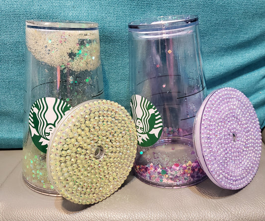 Grande 16 oz Chunky Glitter Cold Cup Tumbler With Rhinestone Lid