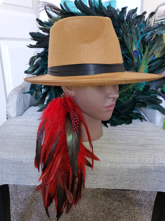 Red Multi Feather Ear Cuff