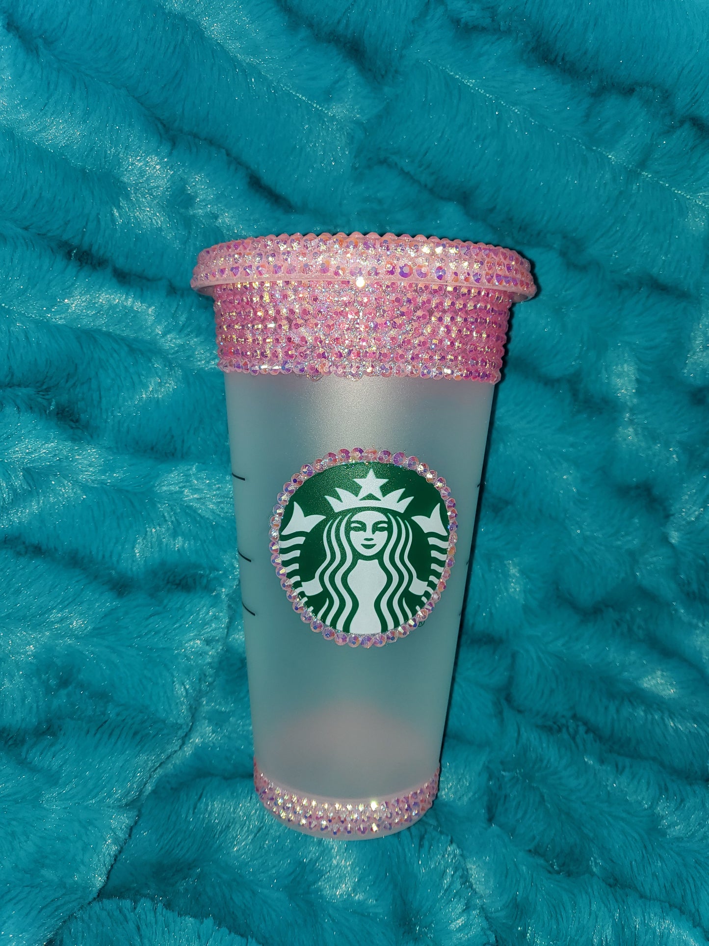 Pink Venti Cold Cup Tumbler With Rhinestones, Lid, Reusable Straw