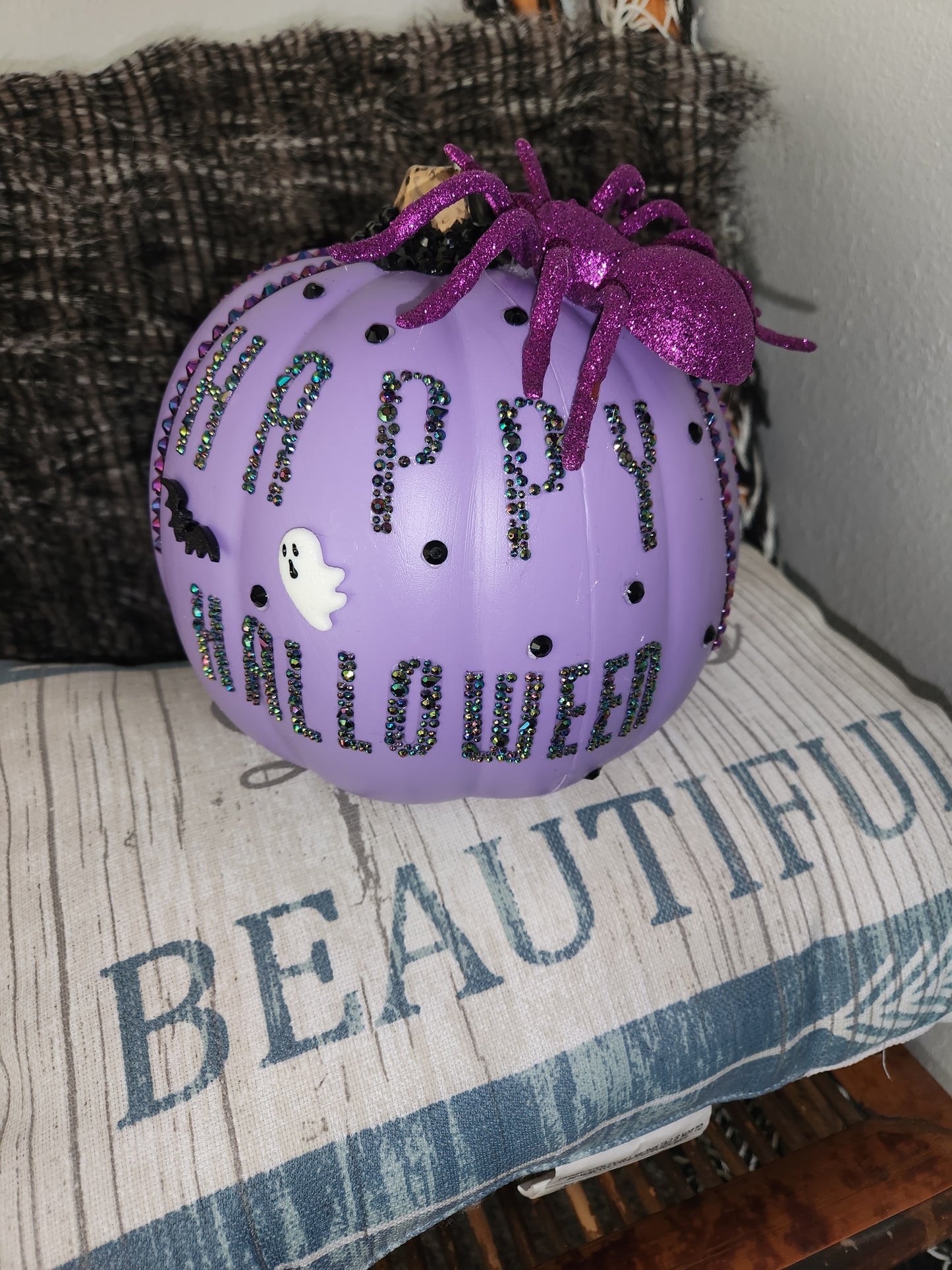 Purple Happy Halloween Craft Pumpkin